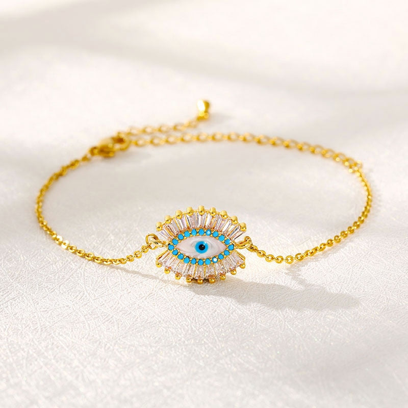 SOUVOIR 14K Gold Plated, Zirconia Bracelets Marche Bracelet | Gold Silver Evil Eye Zirconia Braceler