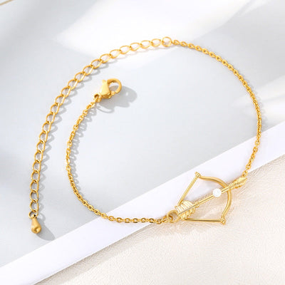 SOUVOIR 14K Gold Plated Bracelets Guerre Bracelet | Gold Silver Rose Pearl Cross Bow Archer Bracelet