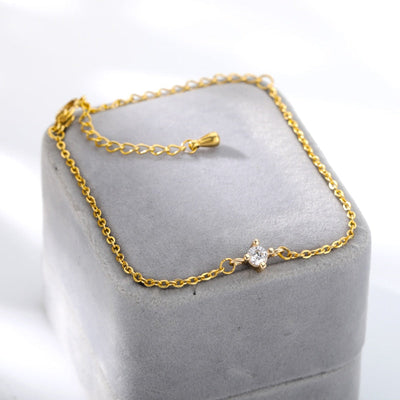 SOUVOIR 14K Gold Plated Bracelets Temone Bracelet | Gold Silver Rose Zirconia Small Stone Bracelet