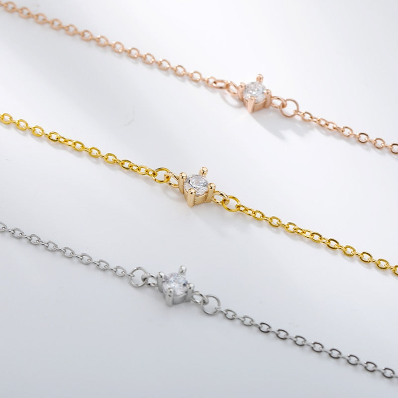 SOUVOIR 14K Gold Plated Bracelets Temone Bracelet | Gold Silver Rose Zirconia Small Stone Bracelet