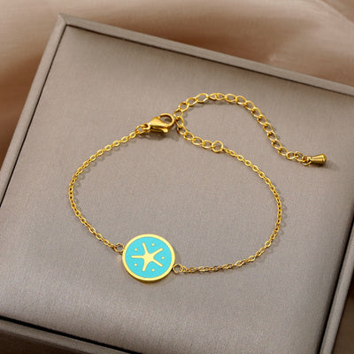 SOUVOIR Gold 14K Gold Plated Bracelets Presente Bracelet | Gold Blue Yellow Starfish Bracelet