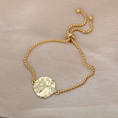 SOUVOIR 14K Gold Plated, Zirconia Bracelets Mamane Bracelet | Gold Zirconia Snake Animal Jewelry Bracelet