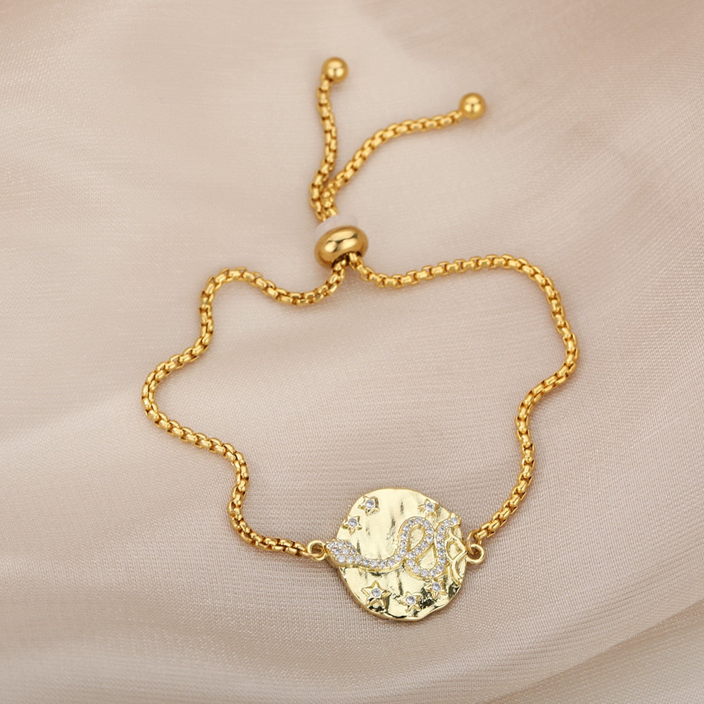 SOUVOIR 14K Gold Plated, Zirconia Bracelets Mamane Bracelet | Gold Zirconia Snake Animal Jewelry Bracelet
