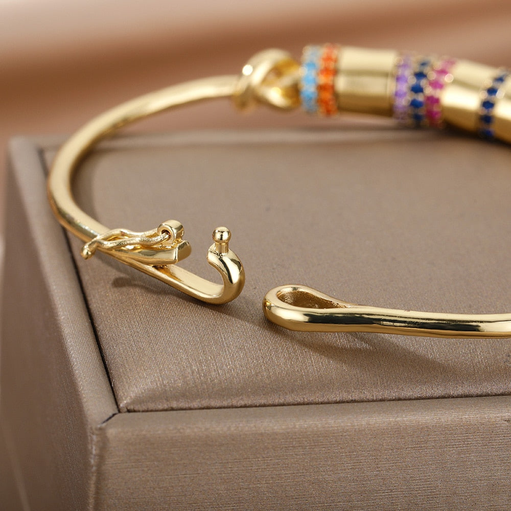 SOUVOIR 14K Gold Plated Bracelets Deteur Bracelet | Gold Egyptian Luxury Bangle Women's Jewelry